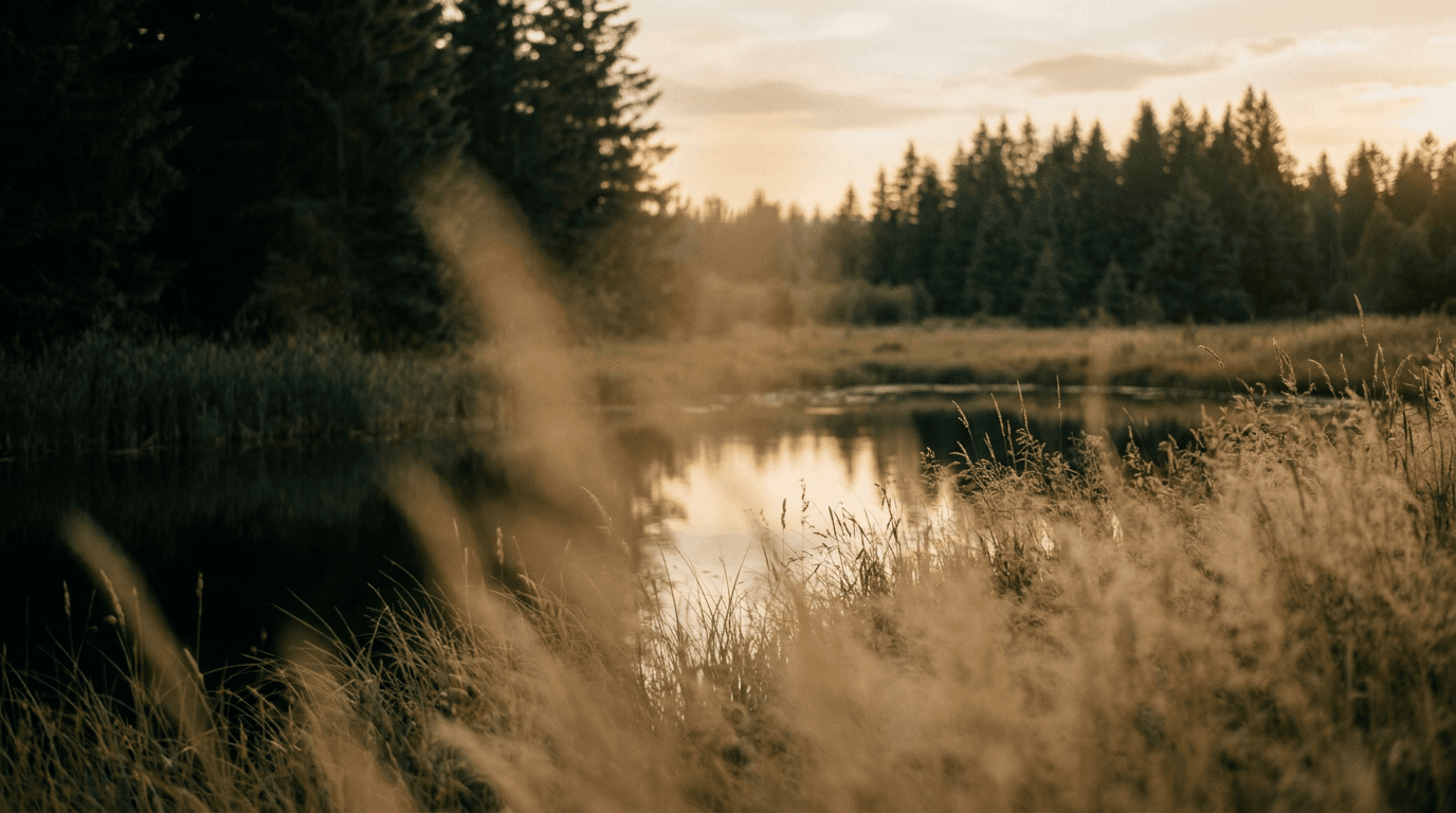 Soft meadow grasses in warm natural light